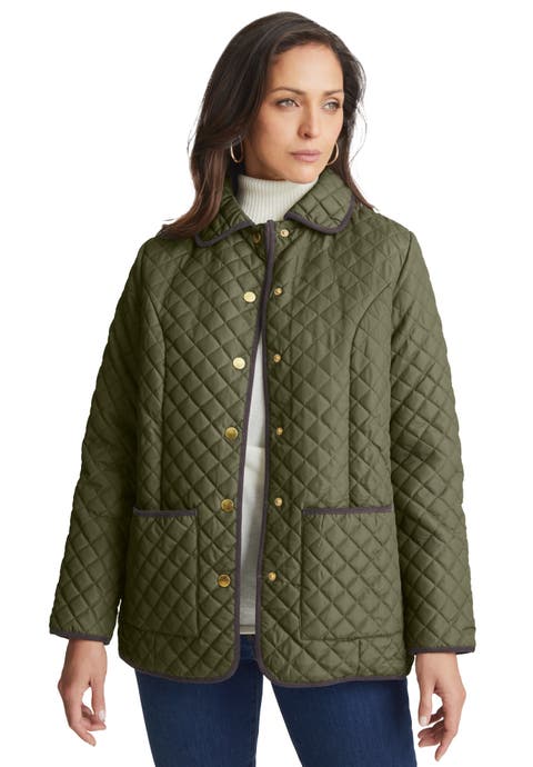 Snap-Front Quilted Coat (Plus Available)