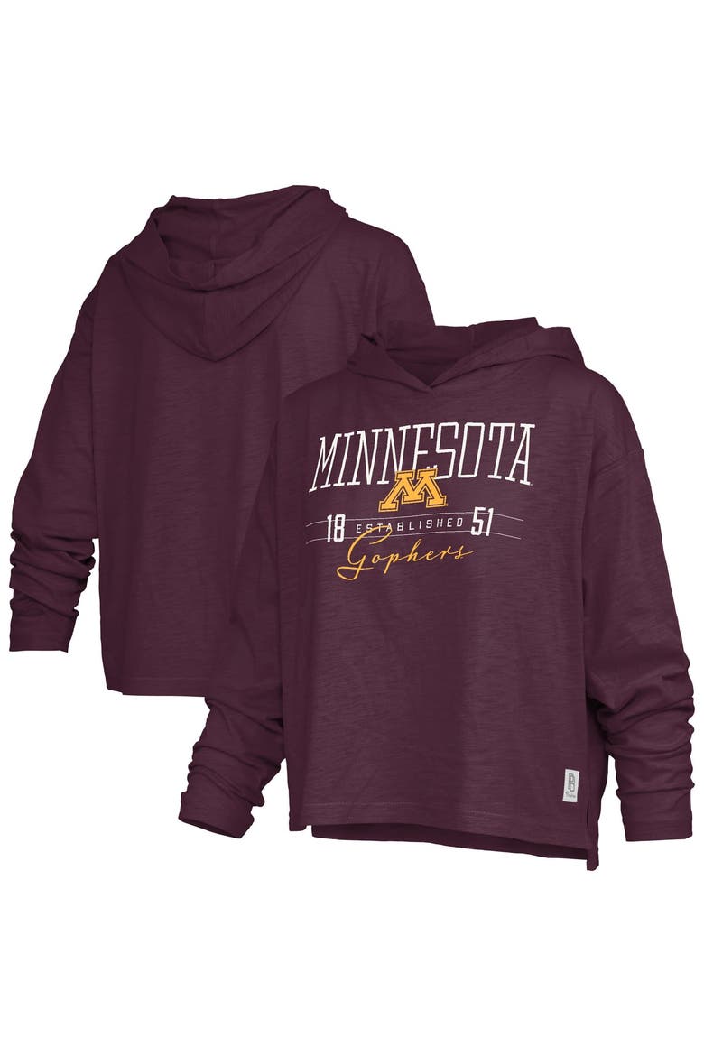 Women's Pressbox  Maroon Minnesota Golden Gophers Castillo Slub Waist Length Long Sleeve Hooded T-Shirt, Main, color, Maroon