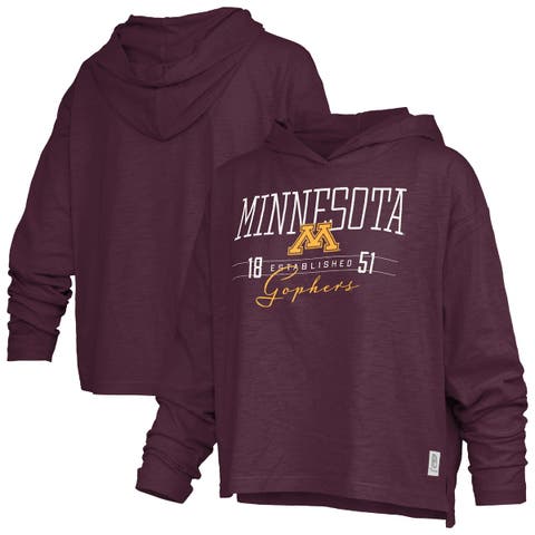 Women's Pressbox  Maroon Minnesota Golden Gophers Castillo Slub Waist Length Long Sleeve Hooded T-Shirt