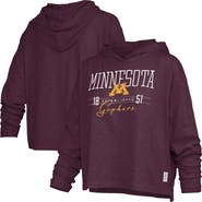 PRESSBOX Women's Pressbox Maroon Minnesota Golden Gophers Castillo Slub Waist Length Long Sleeve Hooded T-Shirt