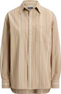 Polo Ralph Lauren Oversize Fit Stripe Cotton Button-Up Shirt