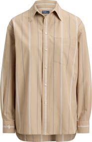 Polo Ralph Lauren Oversize Fit Stripe Cotton Button-Up Shirt