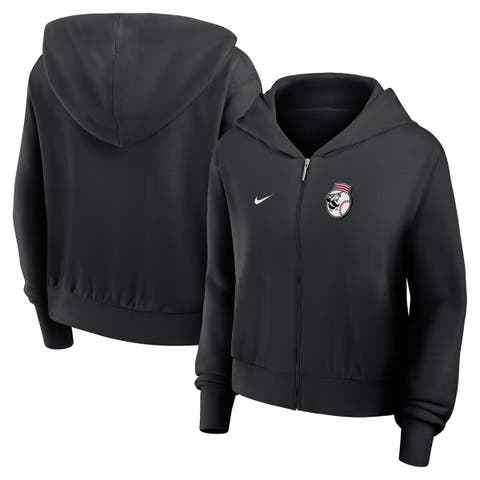 Women's Nike Black Cincinnati Reds Cropped Chill Full-Zip Hoodie