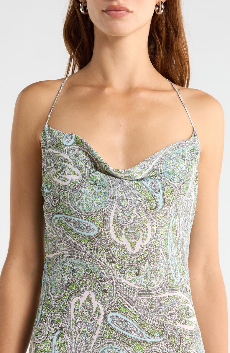 AFRM Cheryl Paisley Slipdress with Scarf, Alternate, color, Aqua Paisley