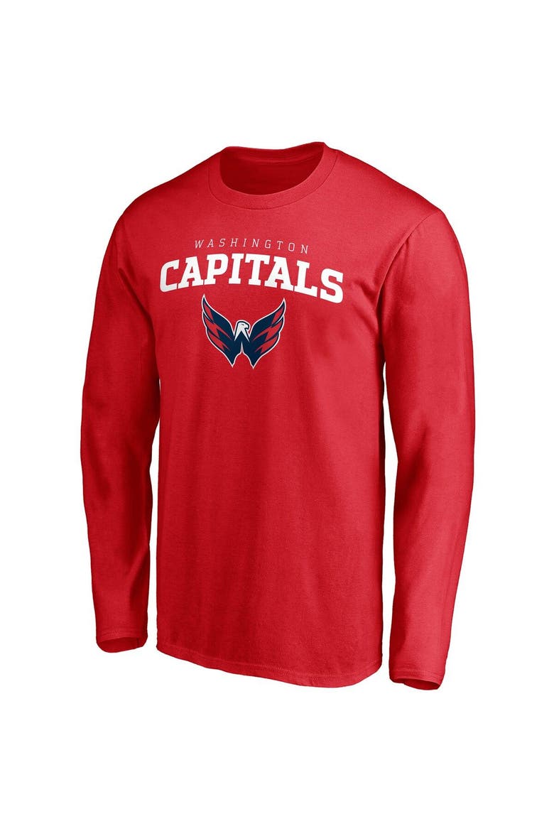 Men's Fanatics Branded Red Washington Capitals Team Logo Lockup Long Sleeve T-Shirt, Alternate, color, Red