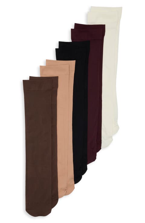5-Pack Assorted Opaque Crew Socks