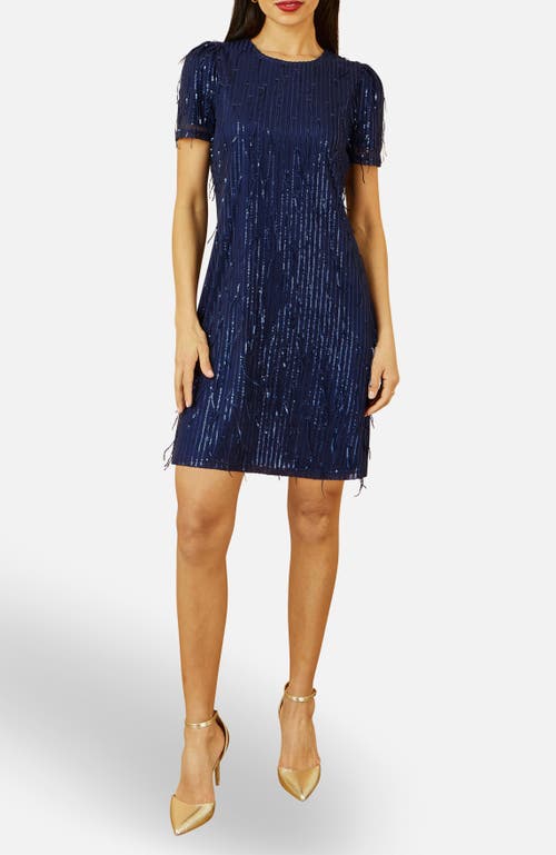 Yumi Dripping Sequin Tunic Dress In Blue