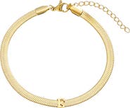 Adornia 18k Gold Plated Initial Herringbone Chain Bracelet