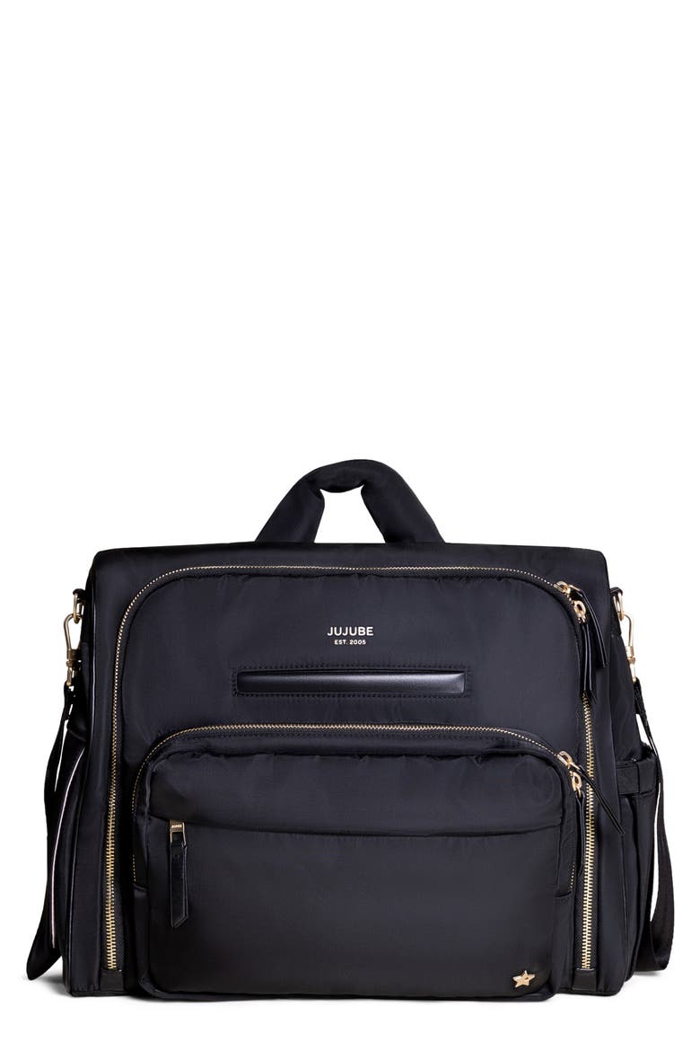 Twill Diaper Backpack Satchel, Main, color, BLACK