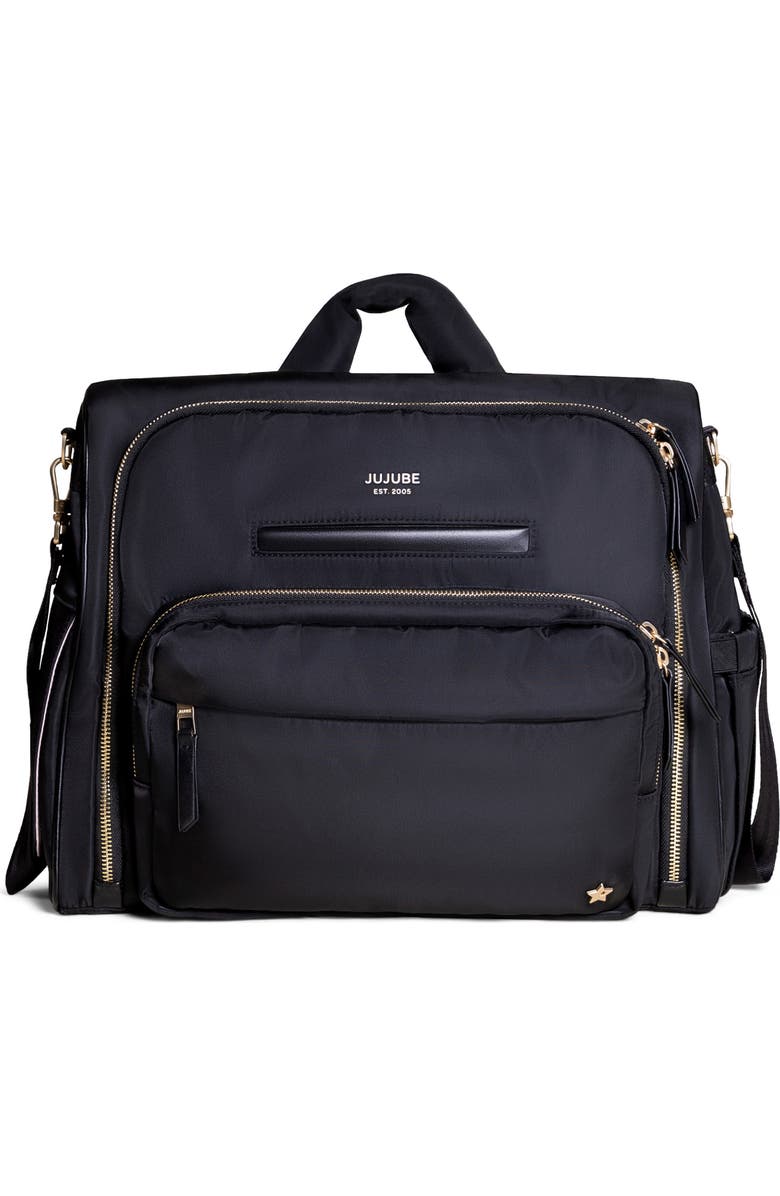 JuJuBe Twill Diaper Backpack Satchel, Main, color, Black