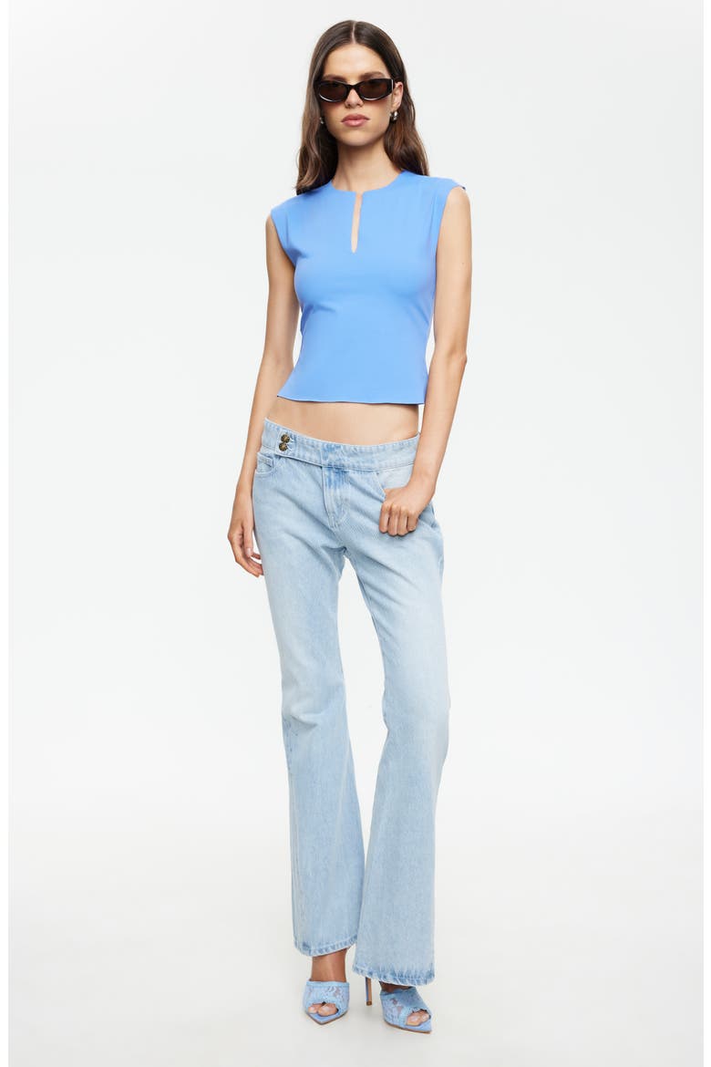 Hilton Button Tab Straight Leg Jeans, Alternate, color, LIGHT DENIM