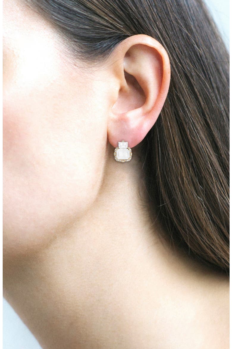 Gossip Semiprecious Stone Stud Earrings, Alternate, color, WHITE