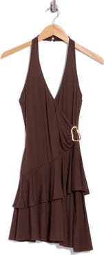 Madden Girl Halter Wrap Tiered Minidress