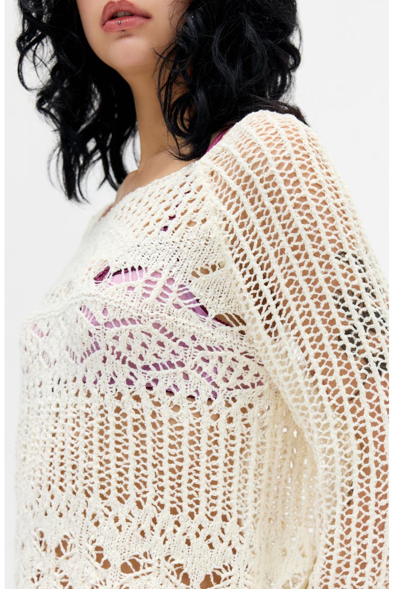Cohen Crochet Sweater, Alternate, color, CREAM