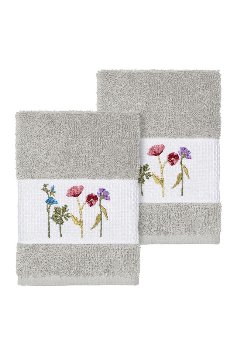Serenity Embellished Washcloth - Set of 2 - Light Grey, Main, color, LIGHT GREY