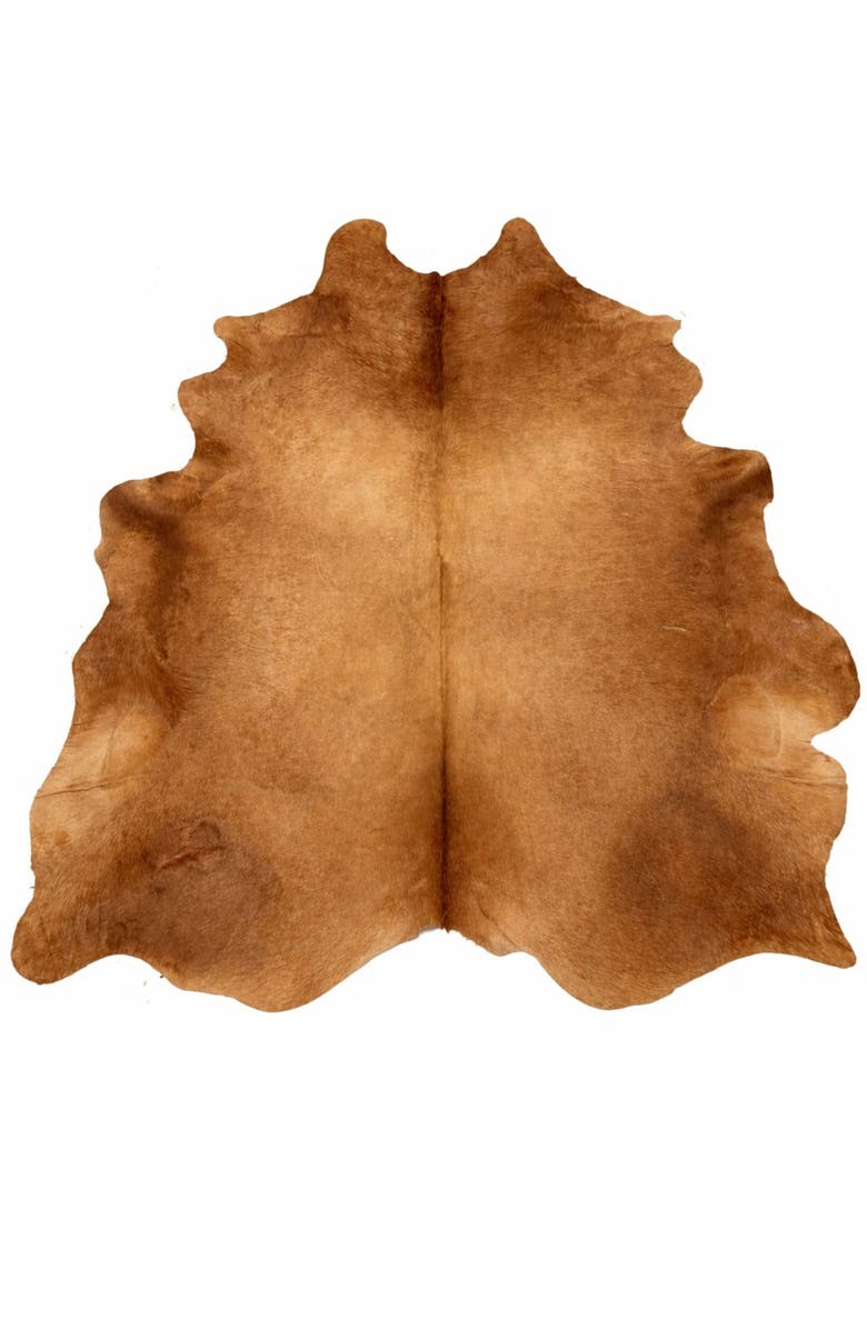 Rhacam Eco Hides Lauren Browns Cowhide Rug 7'7" × 6'10", Main, color, Warm Browns