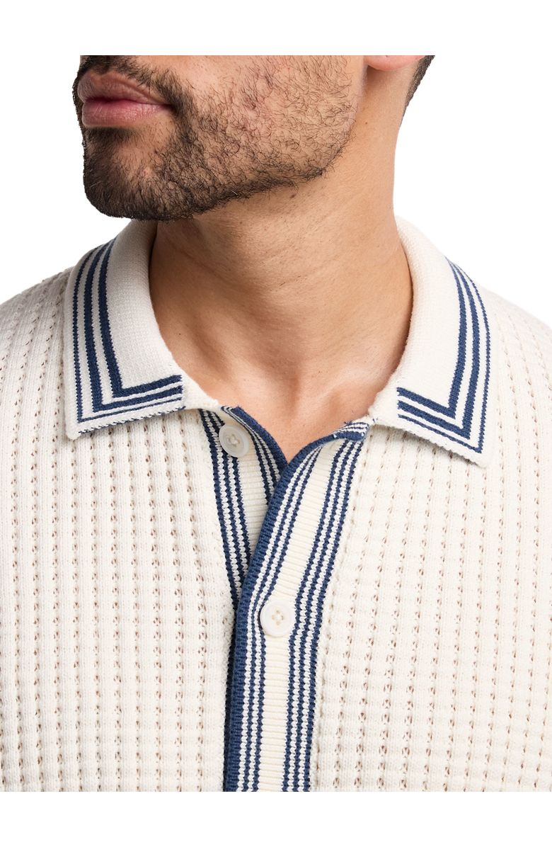 Paul Fredrick Cotton Button Front Polo Long Sleeve, Alternate, color, Ivory