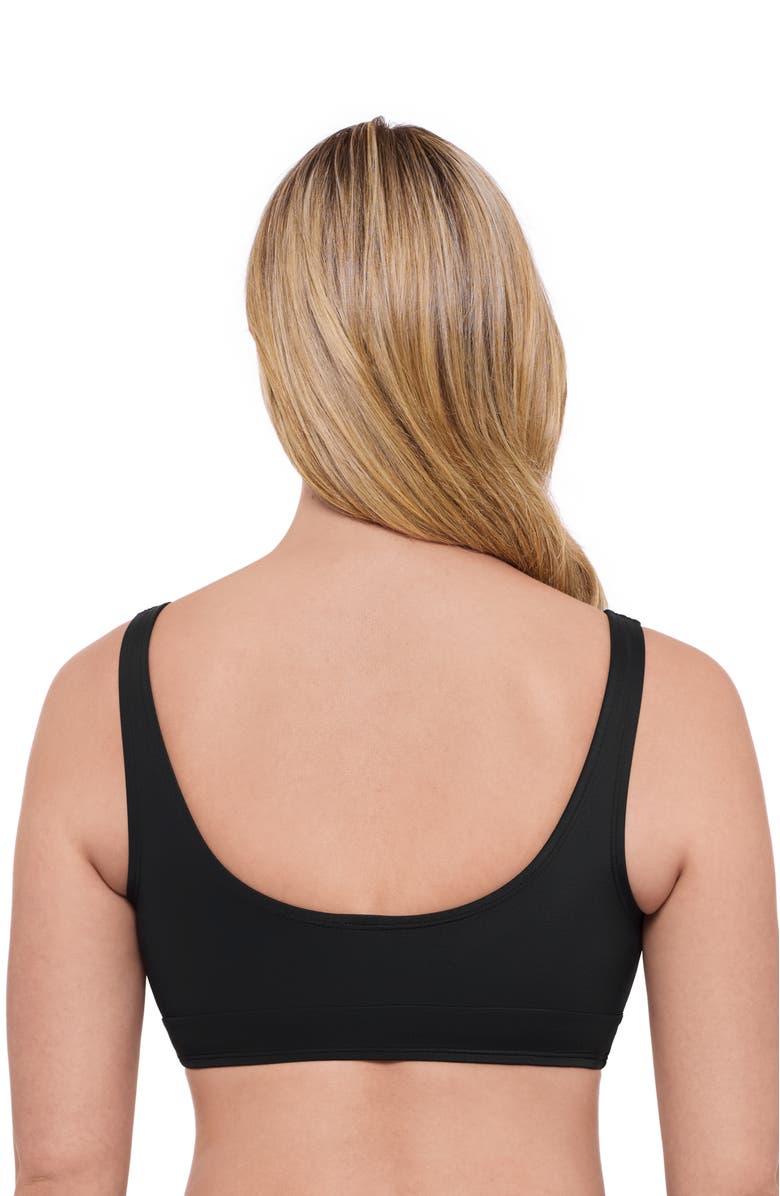 S3 Apparel Supportive and Sculpting Banded Cinch Front Bikini Swimsuit Top, Alternate, color, Onyx Black