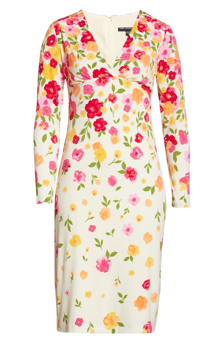 Maggy London Floral Long Sleeve Sheath Dress, Alternate, color,