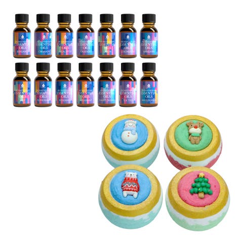 Holiday Bliss Gift Set Aromatherapy Bath Bombs & Essential Oils