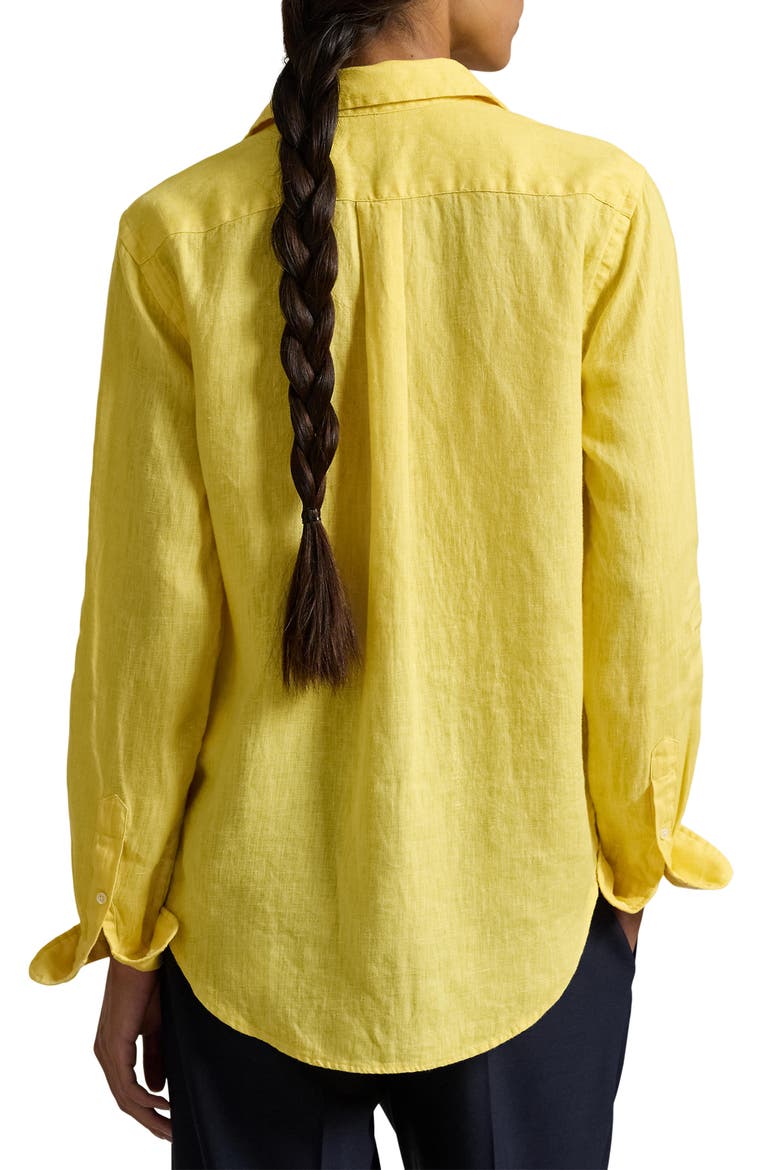 Classic Fit Linen Button-Up Shirt, Alternate, color, OASIS YELLOW
