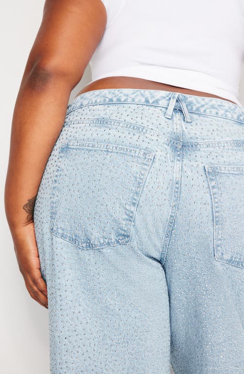 Good American Good Ease Crystal Embellished Wide Leg Jeans