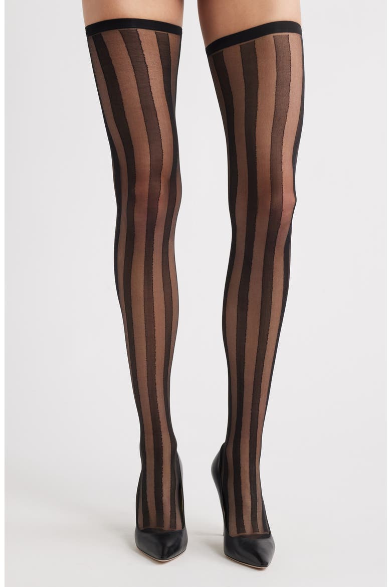 Crye Stripe Thigh-High Socks, Main, color, BLACK