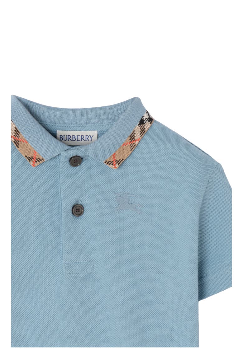 Check Collar Cotton Polo Shirt, Alternate, color, Misty blue