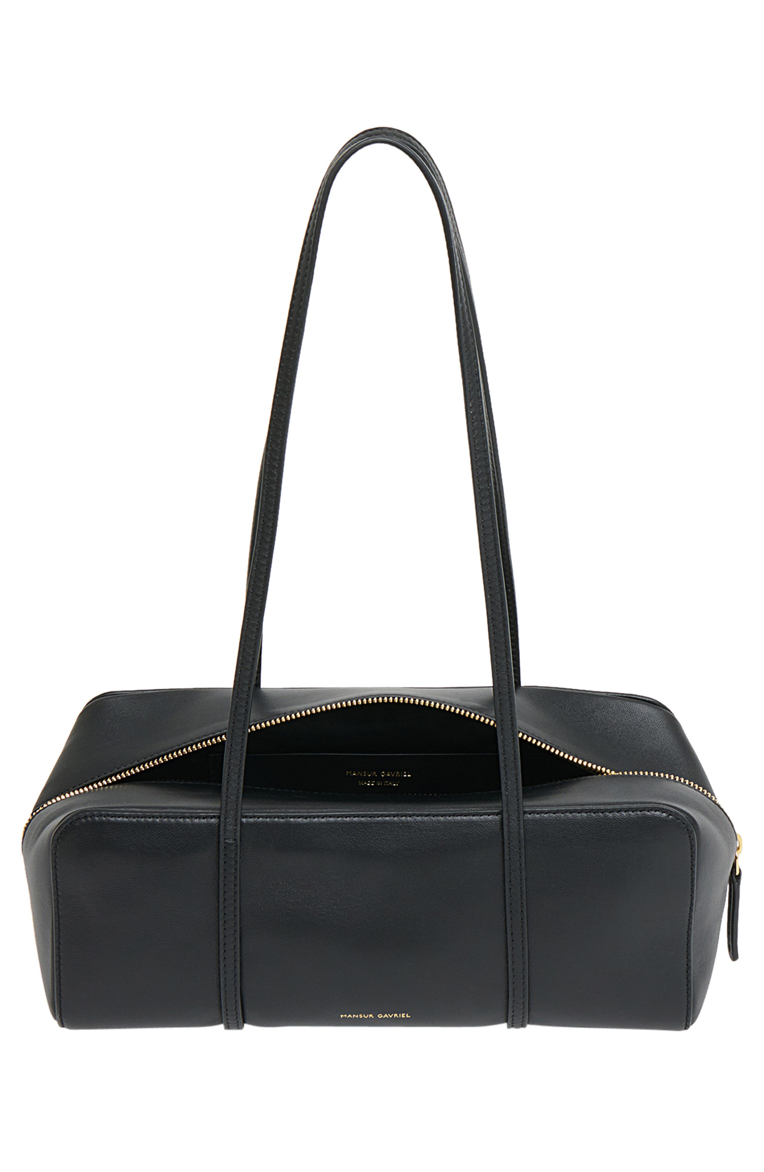 Mansur Gavriel Filo Leather Shoulder Bag, Alternate, color, Black