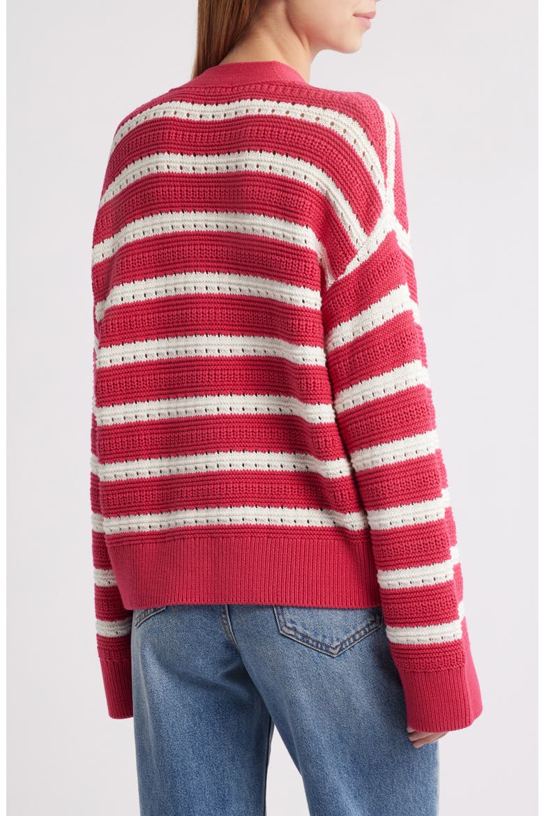 Geneva Stripe Cotton Cardigan, Alternate, color, PINK STRIPE