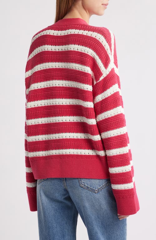 Rails Geneva Stripe Cotton Cardigan In Pink Stripe
