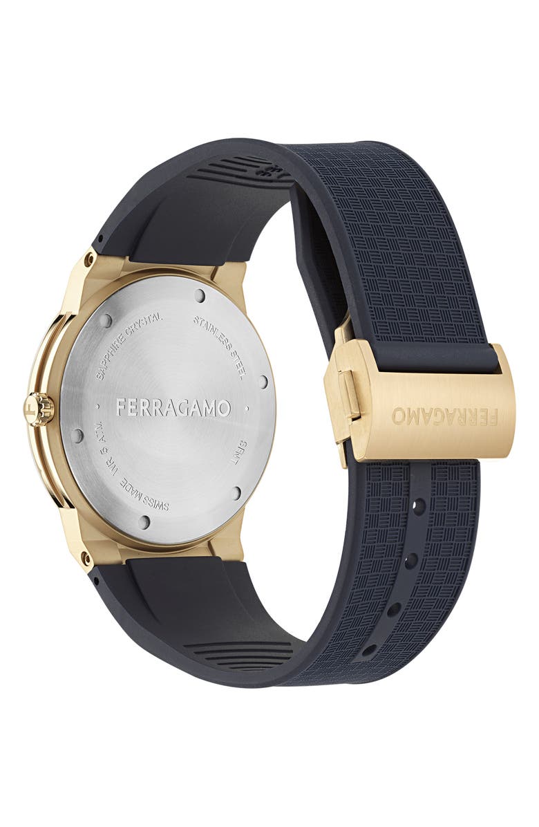 FERRAGAMO Logo Recycled Polyurethane Strap Watch, 41mm, Alternate, color,