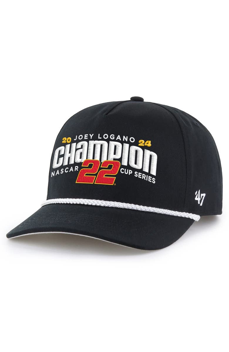 '47 Men's '47 Black Joey Logano 2024 NASCAR Cup Series Champion Hitch Rope Adjustable Hat, Alternate, color, 