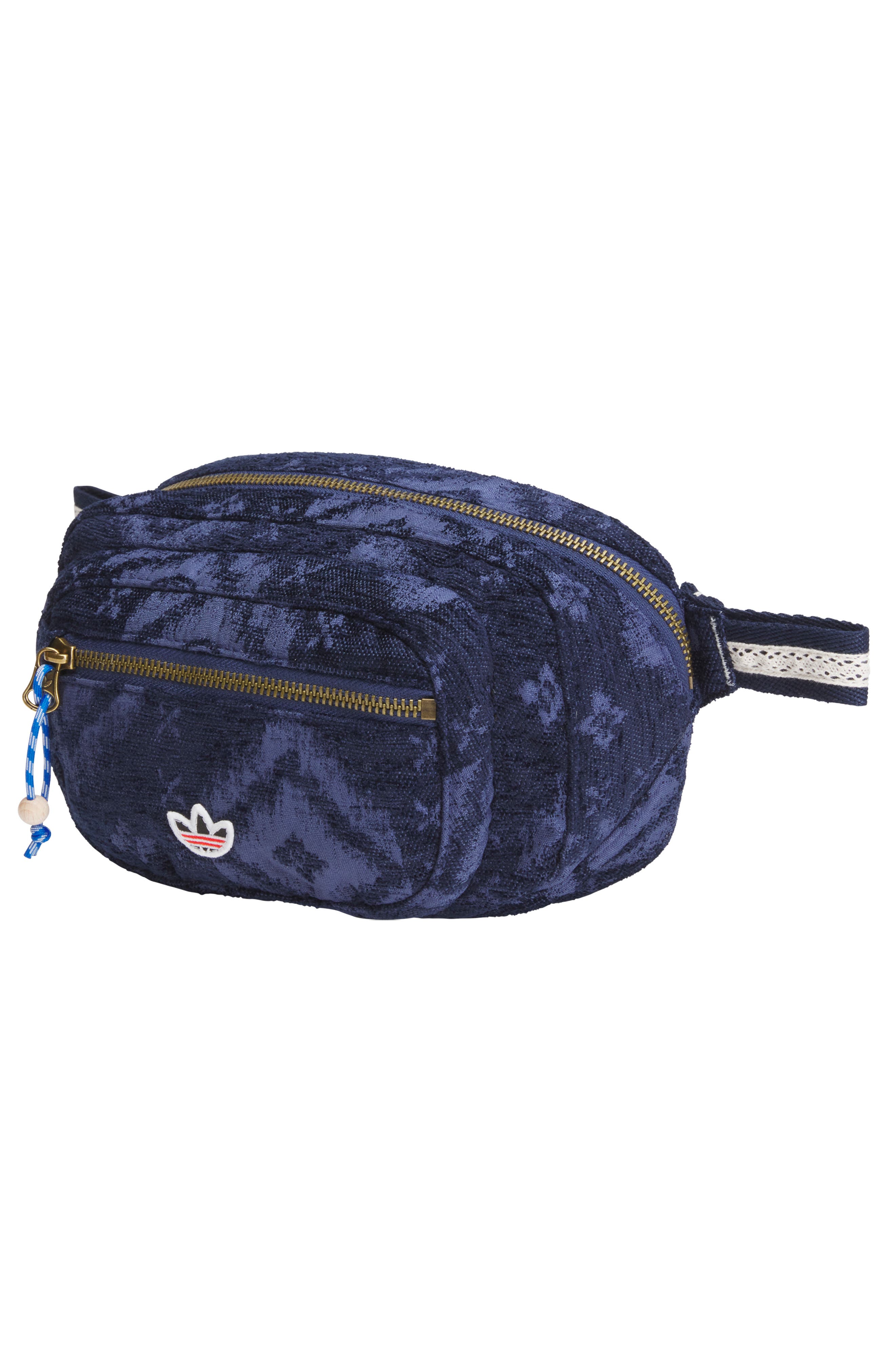 adidas Originals x CLOT Ikat Jacquard Belt Bag, Alternate, color, Night Indigo/ Tech Indigo