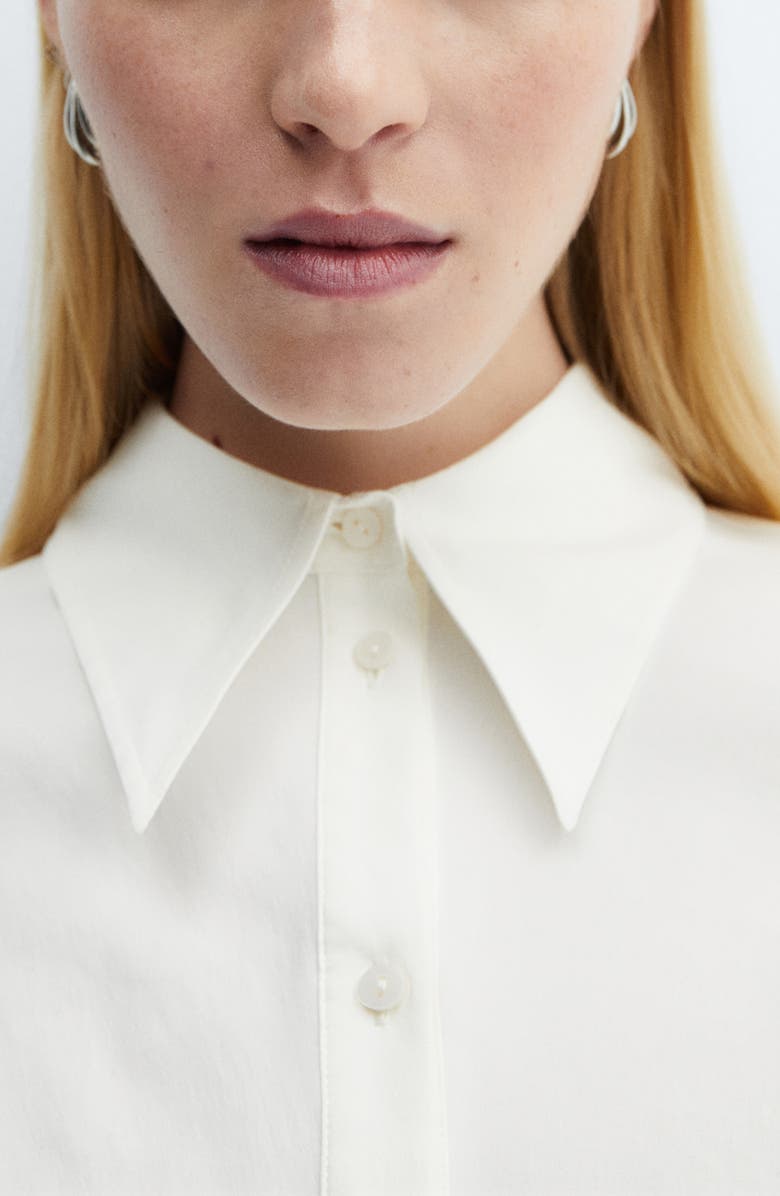 MANGO Fitted Ruched Button-Up Shirt, Alternate, color,