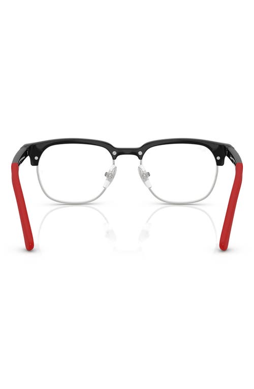 Shop Ray Ban Ray-ban Kids' 48mm Square Optical Glasses In Silver Black