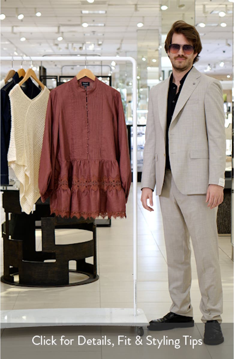 Antonia Lace Trim Long Sleeve Linen Minidress, sales video thumbnail