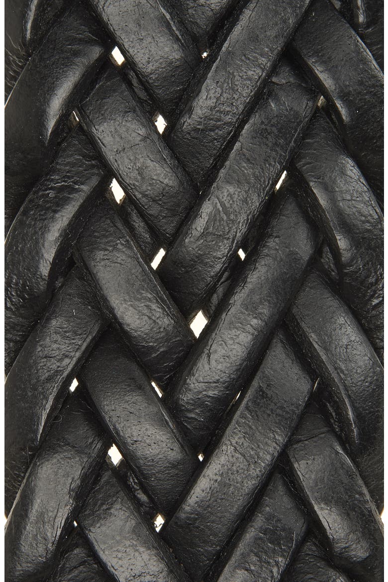 Braided Leather Belt, Alternate, color, BLACK