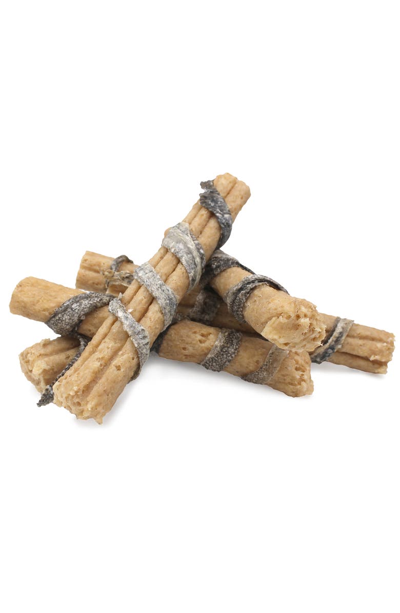 ICELANDIC+ Beef Collagen Dental Chew Stick Wrapped with Fish 8" Dog Treat, Alternate, color, Brown