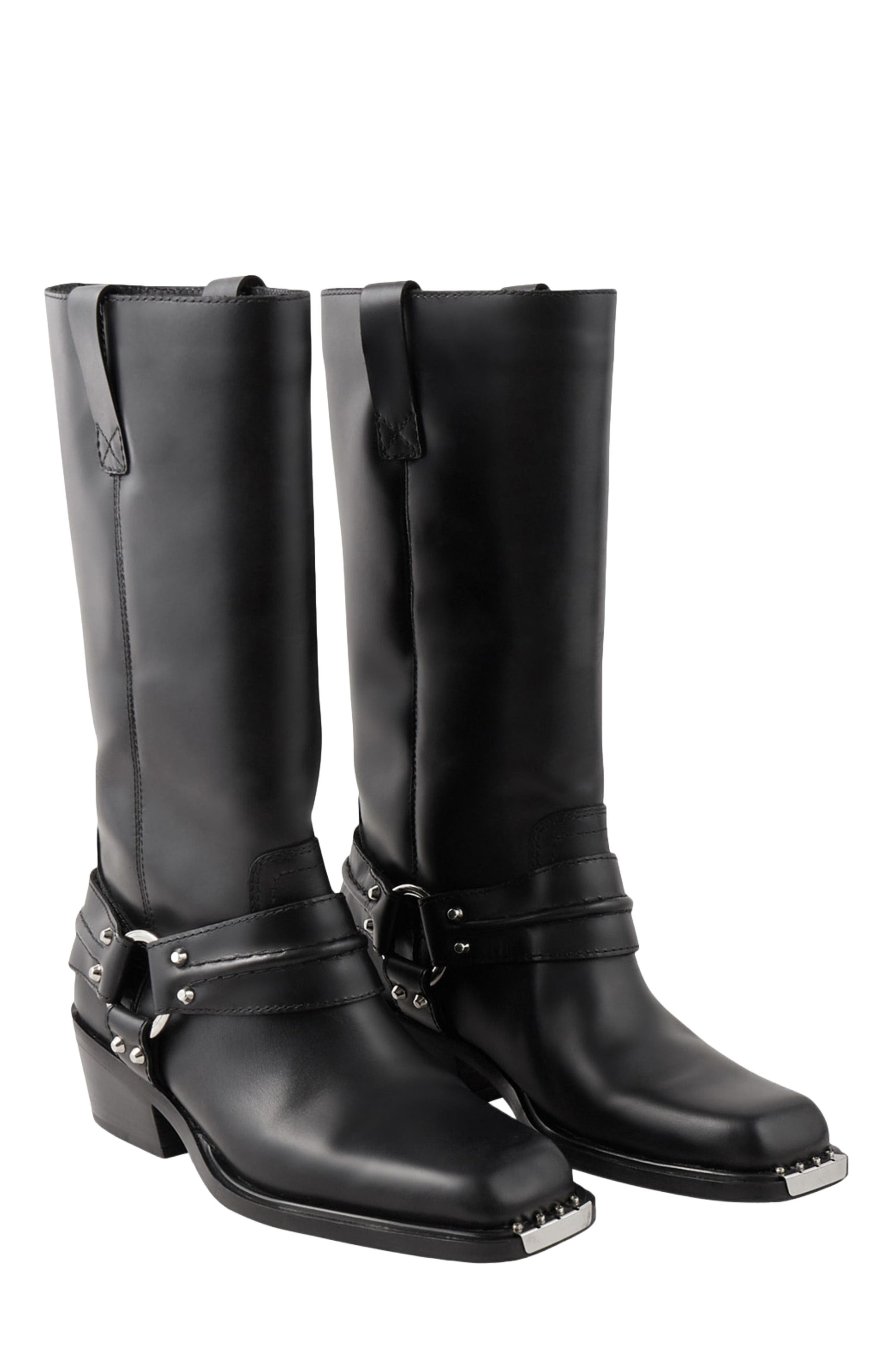 SANDRO Leather biker boots, Alternate, color, 