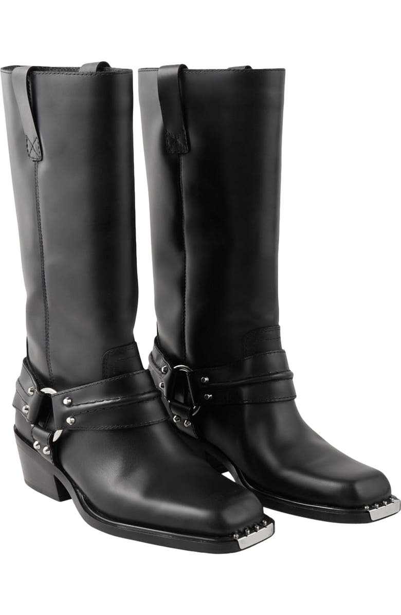 SANDRO Leather biker boots, Alternate, color,
