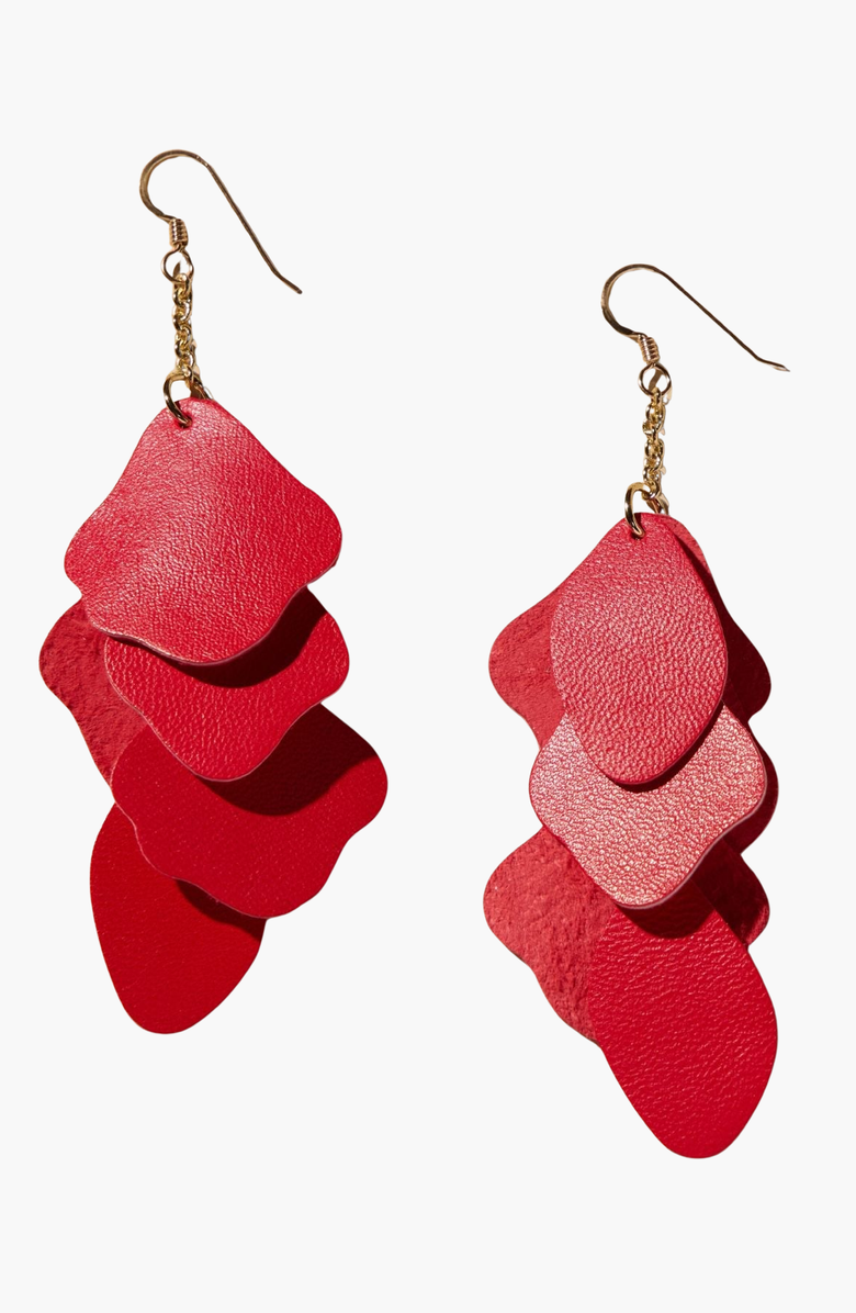 Nickel & Suede Florence Earrings, Alternate, color, Pomegranate / Gold Metal