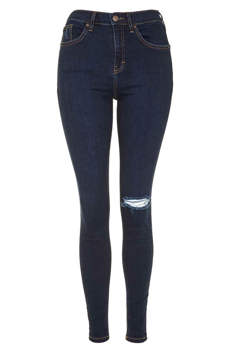 Topshop Moto 'Jamie' Ripped Skinny Jeans, Alternate, color, 