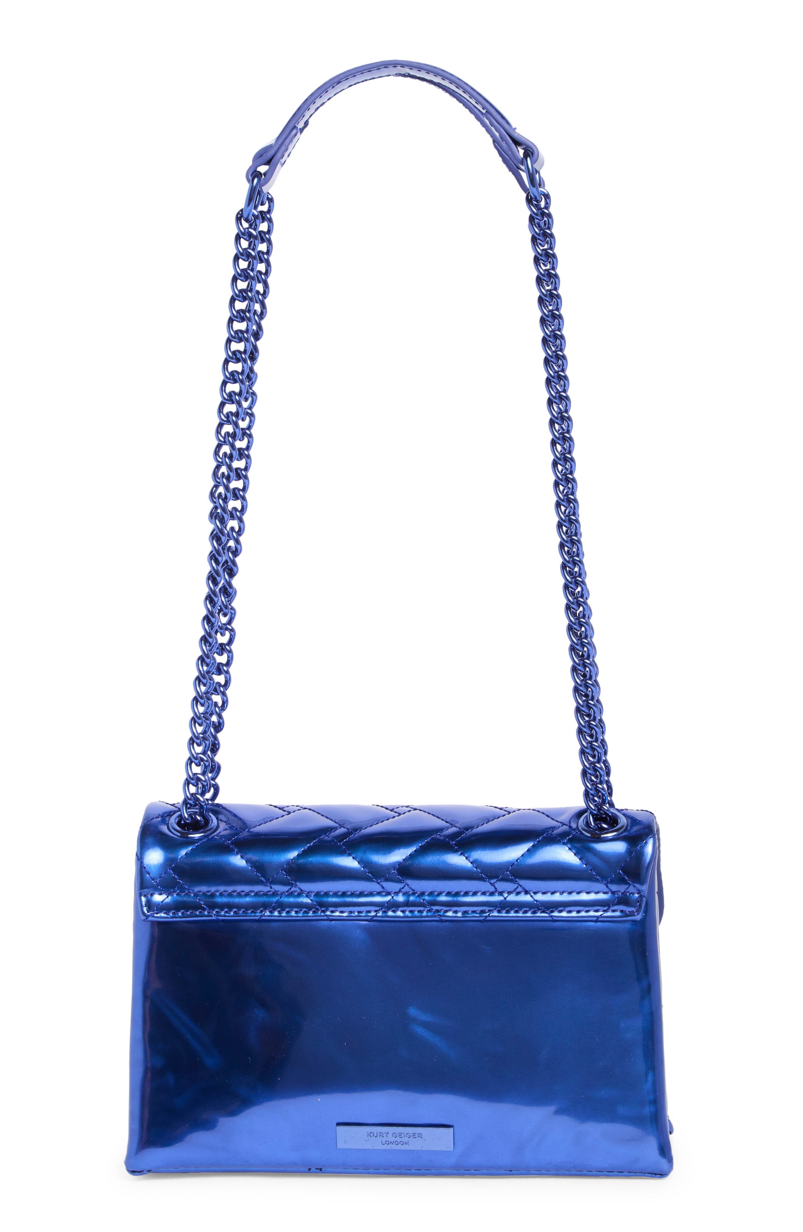 Kurt Geiger London Medium Kensington Metallic Convertible Shoulder Bag, Alternate, color, Blue
