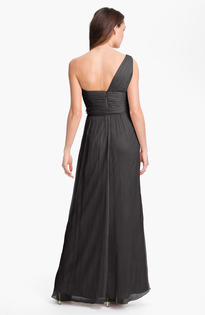 Amsale Ruched One-Shoulder Chiffon Gown, Alternate, color, 