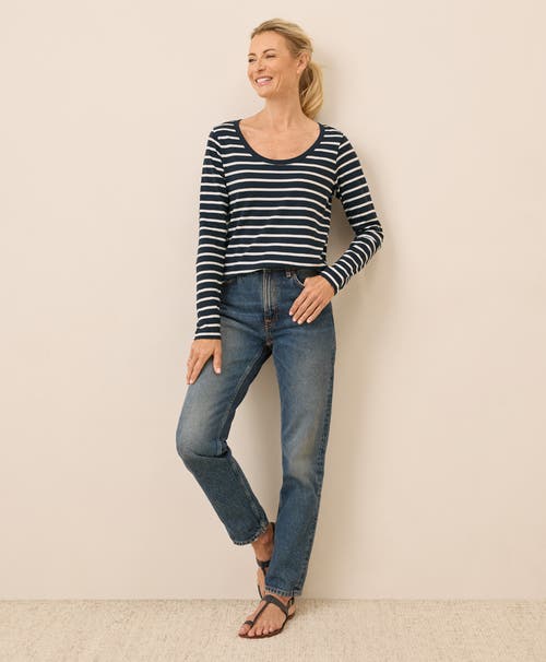 Pact Organic Cotton Softspun Long Sleeve Scoop Neck Tee In Blue
