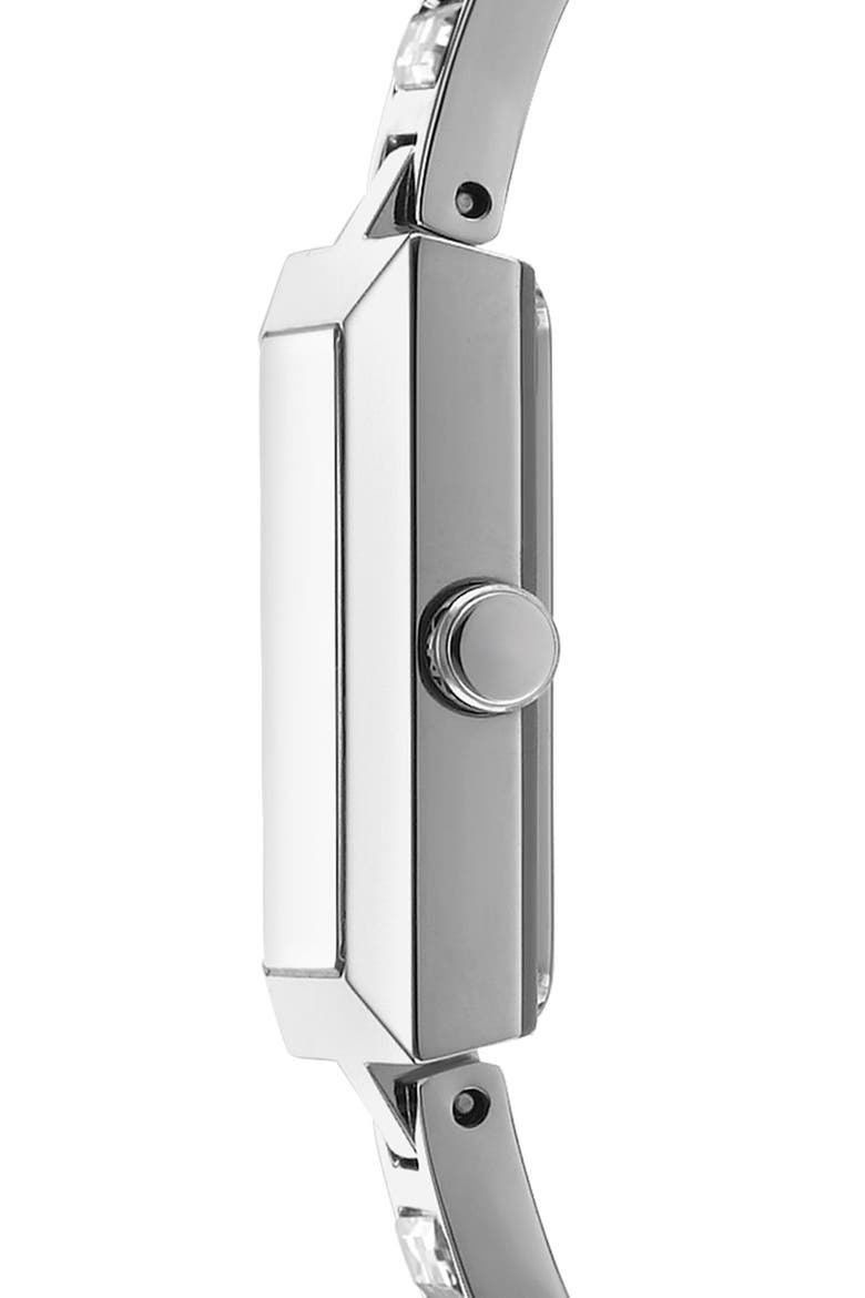 Stainless Steel Rectangular Bracelet Watch, Alternate, color, WHITE MOP/ SILVER