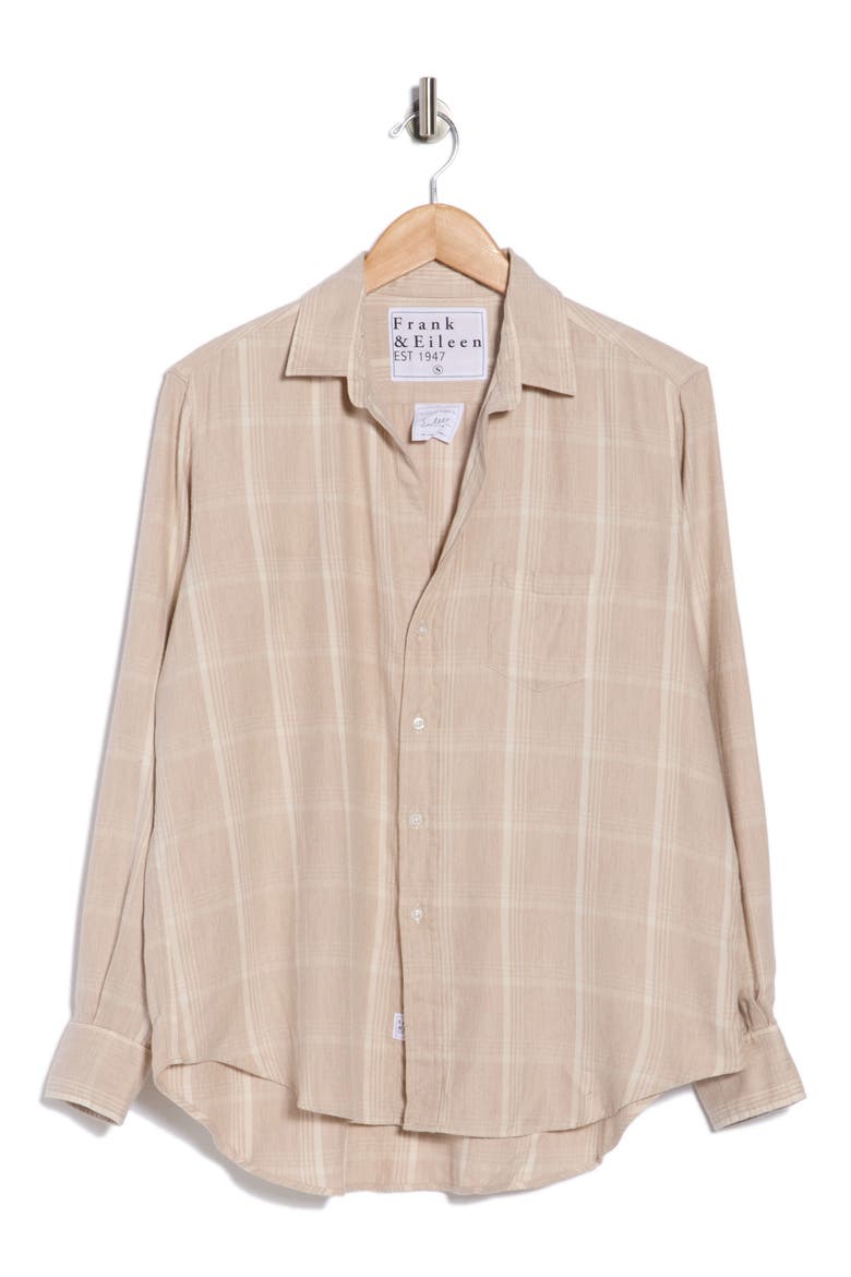Relaxed Button-Up Shirt, Alternate, color, CAMEL CREAM PLAID