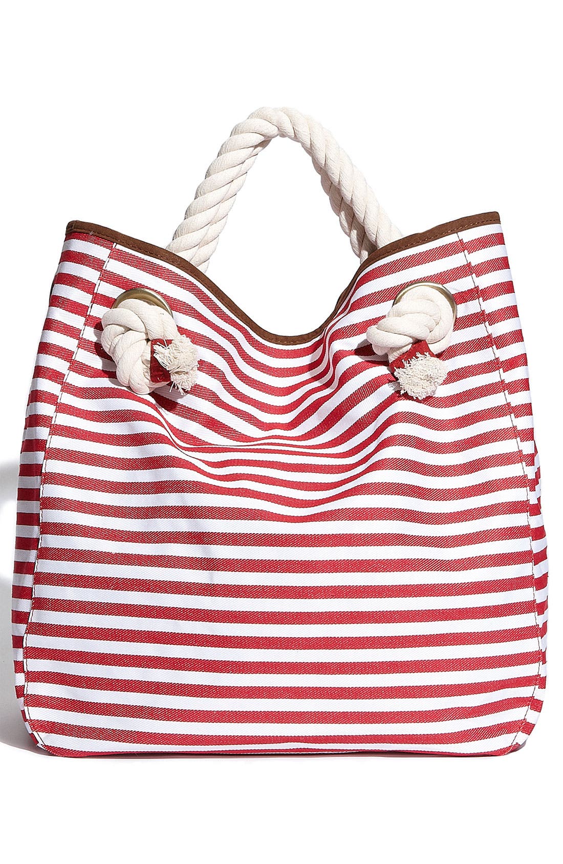 Nautical Stripe Canvas Tote, Alternate, color, Red
