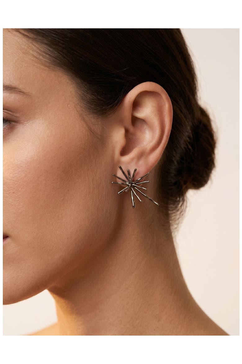 Starburst Earrings, Alternate, color, SILVER